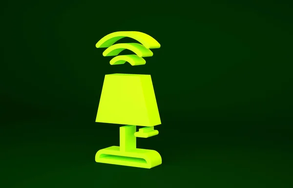 Желтый Смарт Настольная Лампа Система Значок Изолирован Зеленом Фоне Концепция — стоковое фото