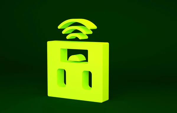 Žlutá Smart Koupelna Váhy Ikona Izolované Zeleném Pozadí Zařízení Pro — Stock fotografie