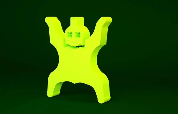 Жовтий Ведмідь Значок Шкіри Ізольований Зеленому Тлі Концепція Мінімалізму Ілюстрація — стокове фото