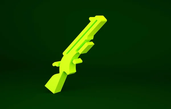 Yellow Shotgun Icon Isolated Green Background Hunting Gun Minimalism Concept — Stock Photo, Image