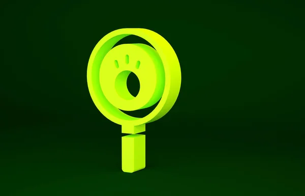 Gelbe Pfote Suchsymbol Isoliert Auf Grünem Hintergrund Lupe Mit Tierischen — Stockfoto