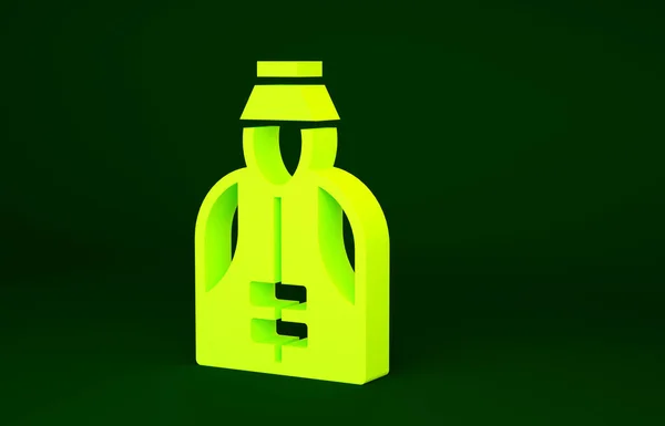 Ícone Pescador Amarelo Isolado Fundo Verde Conceito Minimalismo Ilustração Render — Fotografia de Stock