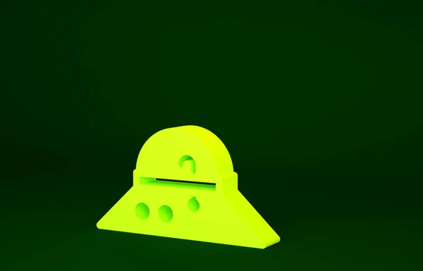 Icône Chapeau Pêcheur Jaune Isolé Sur Fond Vert Concept Minimalisme — Photo