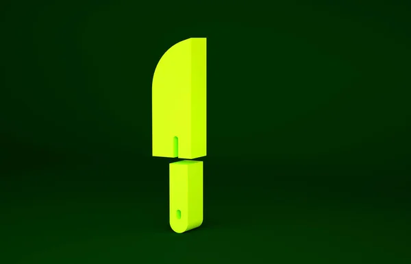 緑の背景に黄色のナイフアイコンを隔離 かわいいシンボル 最小限の概念 3Dイラスト3Dレンダリング — ストック写真