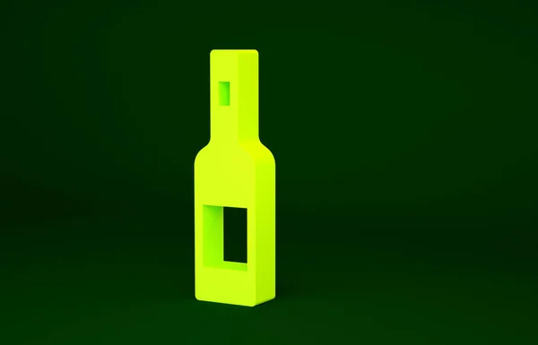 Gelbe Glasflasche Wodka Symbol Isoliert Auf Grünem Hintergrund Minimalismus Konzept — Stockfoto