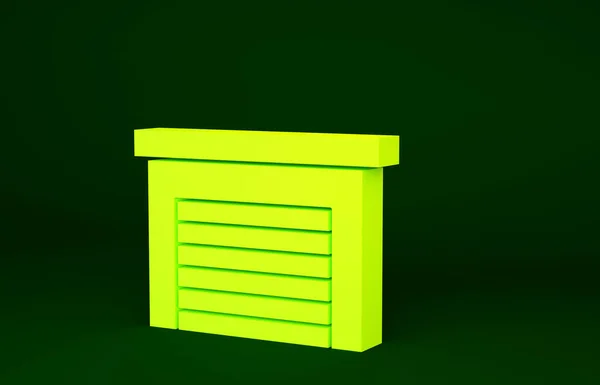 Gelbe Garage Symbol Isoliert Auf Grünem Hintergrund Minimalismus Konzept Illustration — Stockfoto