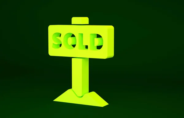 Gelbes Hängeschild Mit Text Verkauft Symbol Isoliert Auf Grünem Hintergrund — Stockfoto