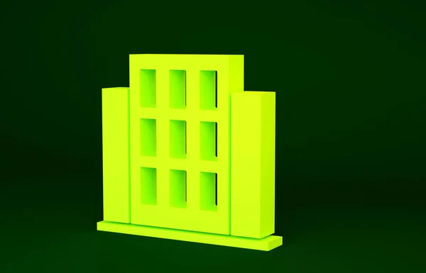 Ícone Casa Amarela Isolado Fundo Verde Símbolo Conceito Minimalismo Ilustração — Fotografia de Stock