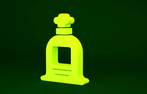 Ícone Saco Amarelo Completo Isolado Fundo Verde Conceito Minimalismo Ilustração — Fotografia de Stock