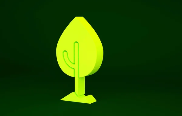 Icono Árbol Amarillo Aislado Sobre Fondo Verde Símbolo Forestal Concepto — Foto de Stock