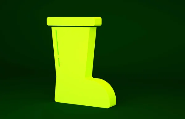 Geel Waterdichte Rubberen Boot Icoon Geïsoleerd Groene Achtergrond Gumboots Voor — Stockfoto