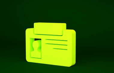 Yeşil arka planda sarı kimlik ikonu izole edildi. Sunum için, şirketin kimliği için, reklam için kullanılabilir. Minimalizm kavramı. 3d illüstrasyon 3B canlandırma.