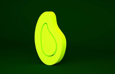 Yeşil arkaplanda sarı midye simgesi izole edildi. Taze deniz ürünleri. Minimalizm kavramı. 3d illüstrasyon 3B canlandırma.