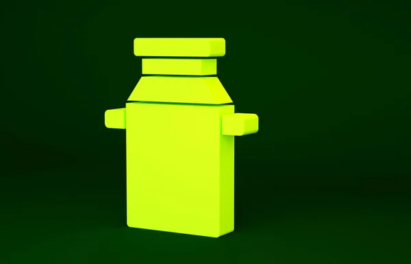 Yeşil Arka Planda Izole Edilmiş Süt Ikonu Için Sarı Kutu — Stok fotoğraf