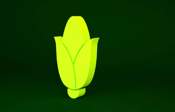 Жовтий Кукурудзяний Значок Ізольовано Зеленому Тлі Концепція Мінімалізму Ілюстрація Рендеринга — стокове фото