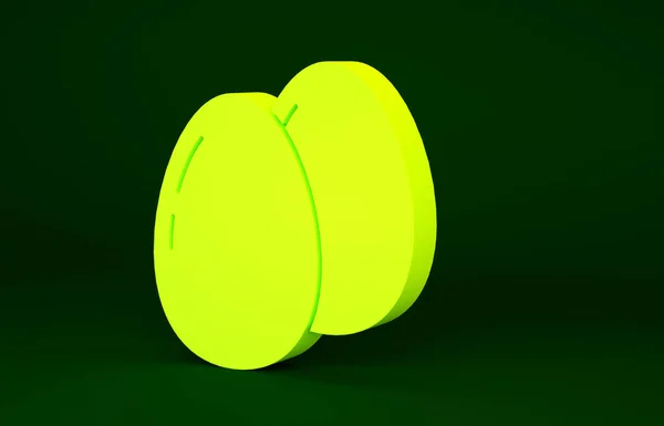 Жовта Піктограма Курячого Яйця Ізольована Зеленому Фоні Концепція Мінімалізму Ілюстрація — стокове фото