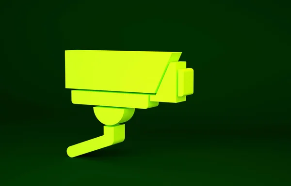 Gelbes Symbol Der Überwachungskamera Isoliert Auf Grünem Hintergrund Minimalismus Konzept — Stockfoto
