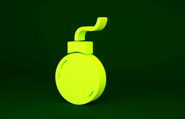 Желтая Бомба Готова Взорваться Иконка Изолирована Зеленом Фоне Концепция Минимализма — стоковое фото