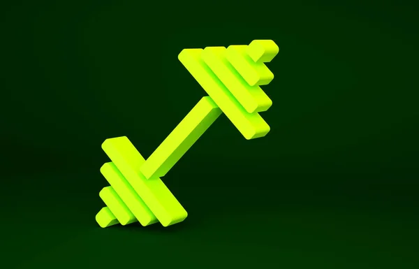 Yellow Dumbbell Icon Isolated Green Background Muscle Lifting Icon Fitness — Stock Photo, Image
