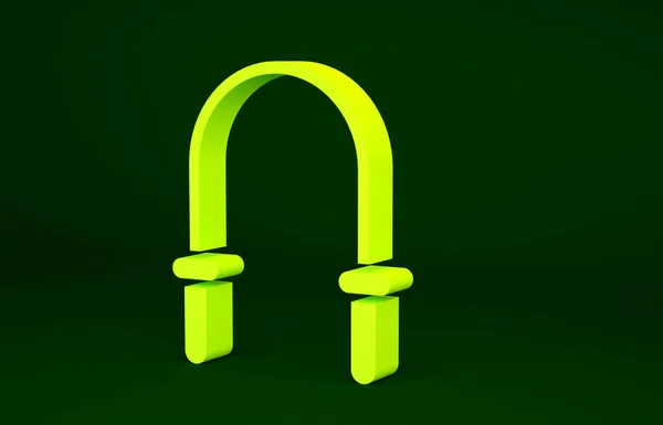 Жовта Піктограма Скакалки Ізольована Зеленому Тлі Пропускаючи Мотузку Спортивне Обладнання — стокове фото