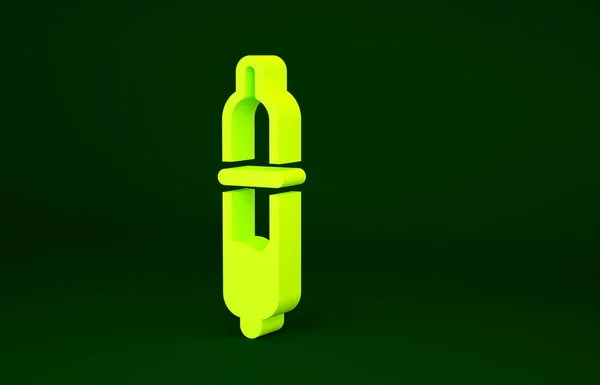 Yellow Pipette Icon Isolated Green Background Element Medical Chemistry Lab — Stock Photo, Image