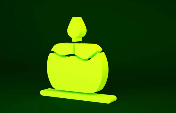 Желтая Ароматическая Свеча Значок Изолирован Зеленом Фоне Концепция Минимализма Рендеринг — стоковое фото