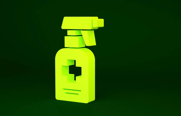 Желтая Бутылка Жидкого Антибактериального Мыла Иконкой Диспенсера Зеленом Фоне Антисептик — стоковое фото