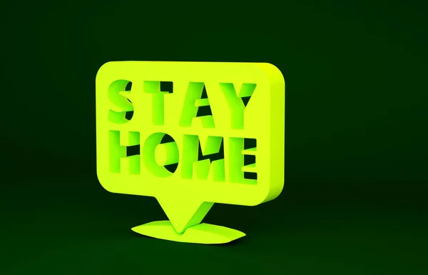 Yellow Stay Home Icona Isolata Sfondo Verde Virus Corona 2019 — Foto Stock