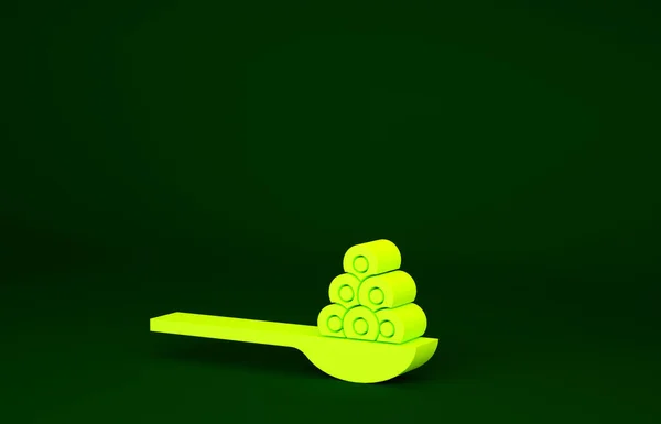 Yellow Caviar on a spoon icon isolated on green background. Minimalism concept. 3d illustration 3D render. — Stock Image Yellow Caviar Spoon Icon Isolated Green Background Minimalism Concept Illustration Stock Picture