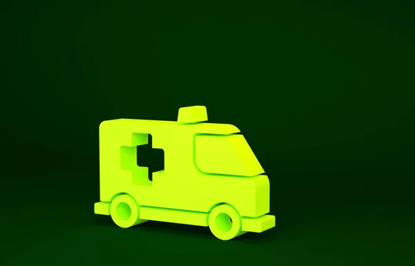 Gele Ambulance Nood Auto Pictogram Geïsoleerd Groene Achtergrond Ambulance Voertuig — Stockfoto