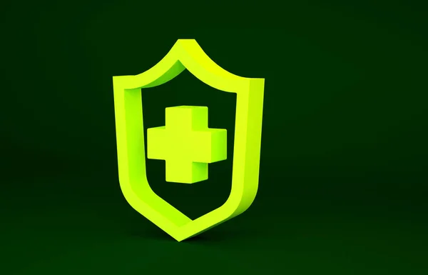 Κίτρινη Εικόνα Ασφάλισης Υγείας Απομονώνονται Πράσινο Φόντο Προστασία Ασθενών Ασφάλεια — Φωτογραφία Αρχείου