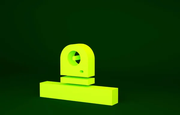 Icono Cámara Yellow Security Aislado Sobre Fondo Verde Concepto Minimalista — Foto de Stock