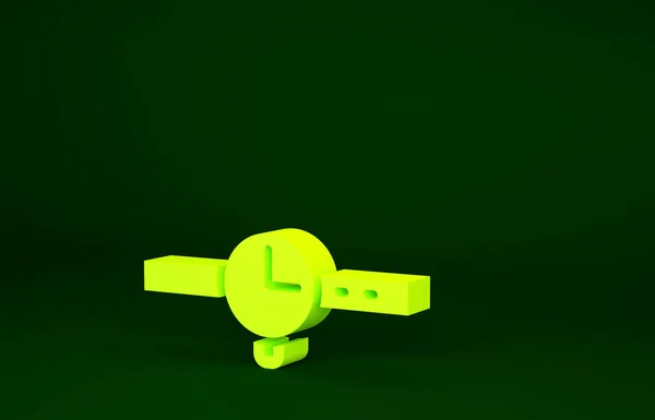 Icono Del Reloj Muñeca Amarillo Aislado Sobre Fondo Verde Icono — Foto de Stock