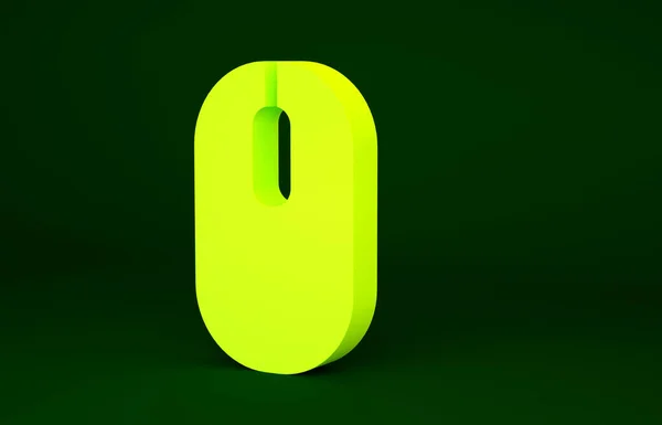 Amarelo Ícone Mouse Computador Isolado Fundo Verde Óptico Com Símbolo — Fotografia de Stock