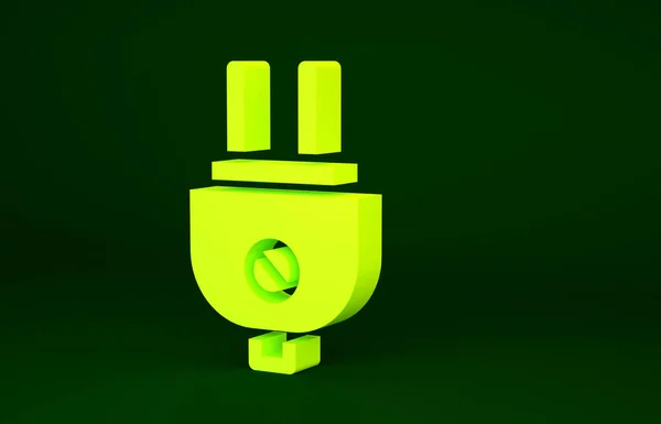Gelbes Steckersymbol Isoliert Auf Grünem Hintergrund Konzept Der Verbindung Und — Stockfoto