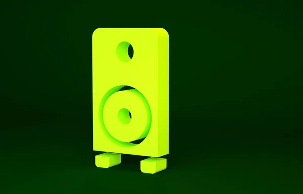 Ікона Оратора Жовтого Стерео Ізольована Зеленому Тлі Звукові Системні Динаміки — стокове фото