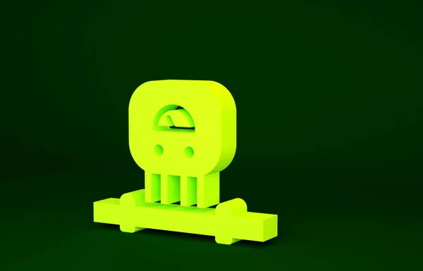 Ícone Sistema Sensor Inteligente Amarelo Isolado Fundo Verde Internet Das — Fotografia de Stock