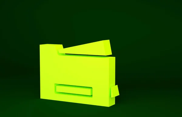 Ícone Impressora Amarela Isolado Fundo Verde Conceito Minimalismo Ilustração Render — Fotografia de Stock