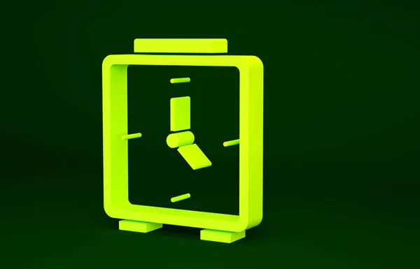 Yellow Alarm Clock Icon Isolated Green Background Wake Get Concept — Stock Photo, Image