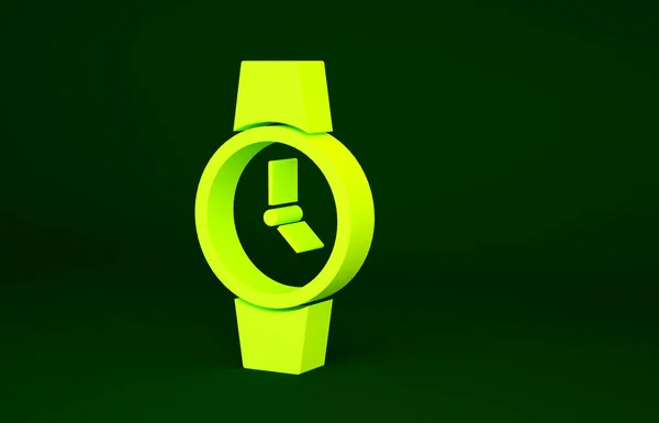 Montre Bracelet Jaune Icône Isolée Sur Fond Vert Icône Montre — Photo