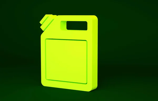 在绿色背景上隔离的汽油图标的黄色罐 柴油的图标 最低纲领的概念 3D渲染3D插图 — 图库照片