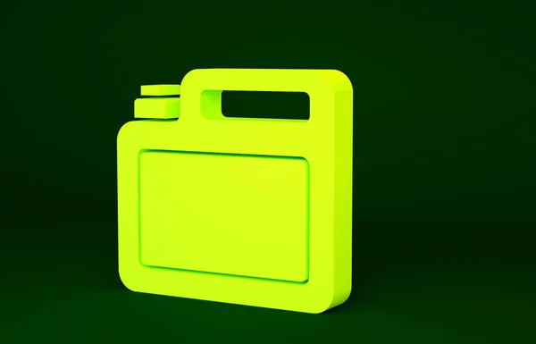 Жовтий Каністр Піктограми Моторної Машини Ізольовано Зеленому Фоні Нафтовий Галон — стокове фото