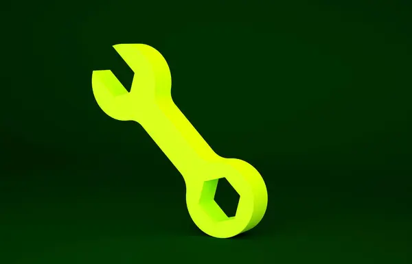 Κίτρινη Εικόνα Κλειδιού Κλειδιού Απομονωμένη Πράσινο Φόντο Μινιμαλιστική Έννοια Απεικόνιση — Φωτογραφία Αρχείου