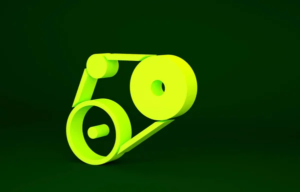 Yellow Timing belt kit icon isolated on green background. Minimalism concept. 3d illustration 3D render.