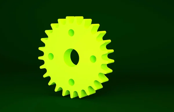 Ikona Yellow Gear Izolowana Zielonym Tle Znak Ustawień Koła Zębatego — Zdjęcie stockowe