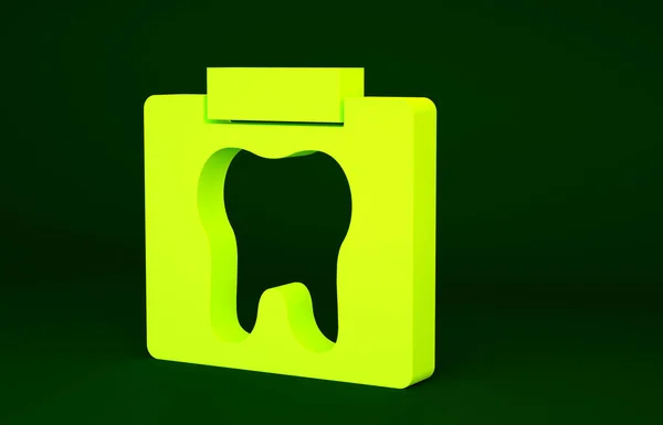 Raio Amarelo Ícone Dente Isolado Fundo Verde Raios Dentários Imagem — Fotografia de Stock