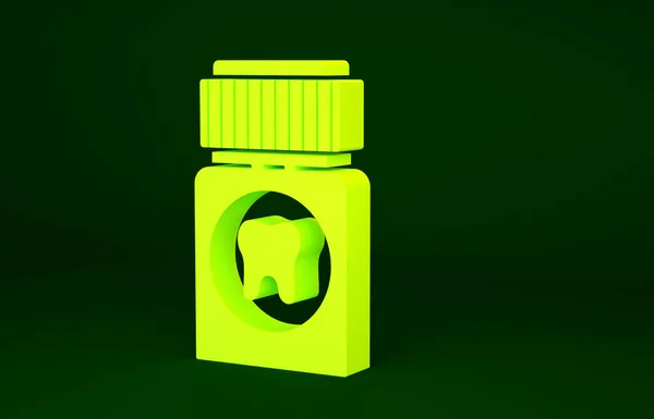 Amarelo Dor Dente Analgésico Tablet Ícone Isolado Fundo Verde Medicina — Fotografia de Stock