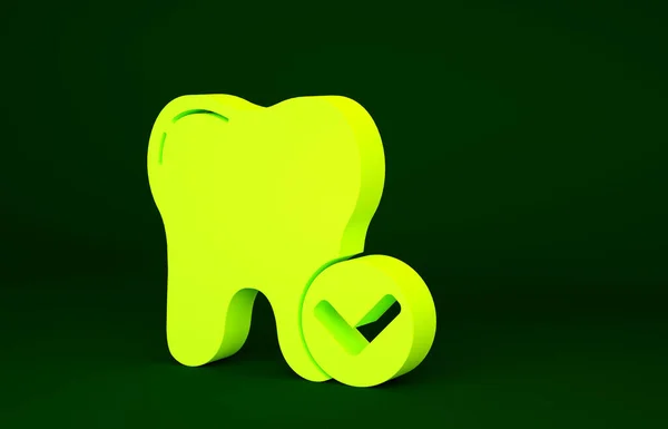 Піктограма Відбілювання Жовтого Зуба Ізольована Зеленому Тлі Символ Зуба Стоматологічної — стокове фото