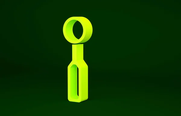 Gelber Spiegel Auf Grünem Hintergrund Isoliert Werkzeug Zahnuntersuchung Minimalismus Konzept — Stockfoto