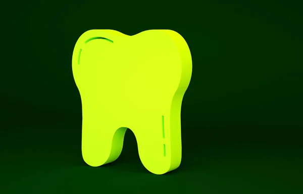 Желтый Значок Зуба Выделен Зеленом Фоне Символ Зуба Стоматологической Клиники — стоковое фото